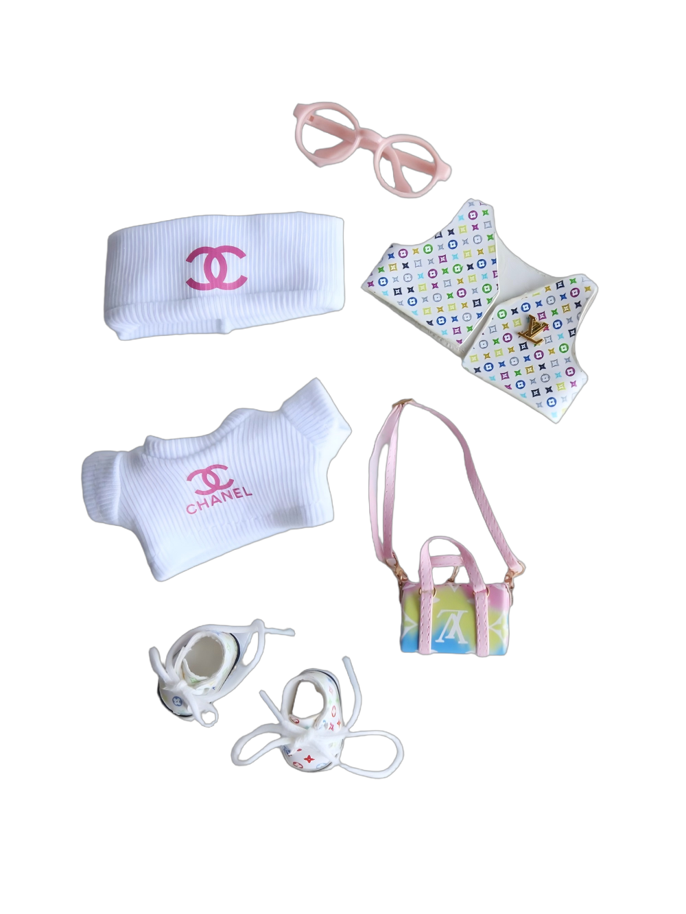 Labubu Pink Chanel & LV Colorful Set